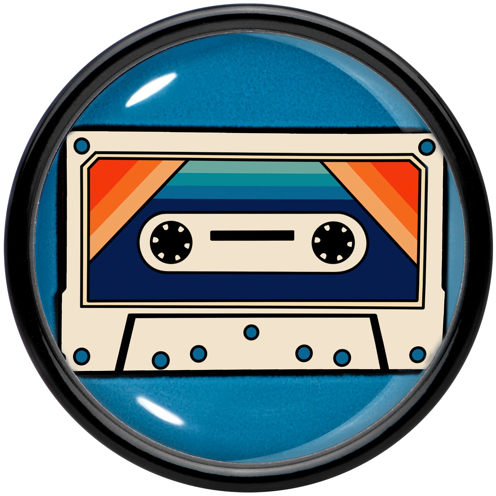 BodyCandy Black Acrylic Retro Cassette Double Flare Plug Set by Onyx O — side view