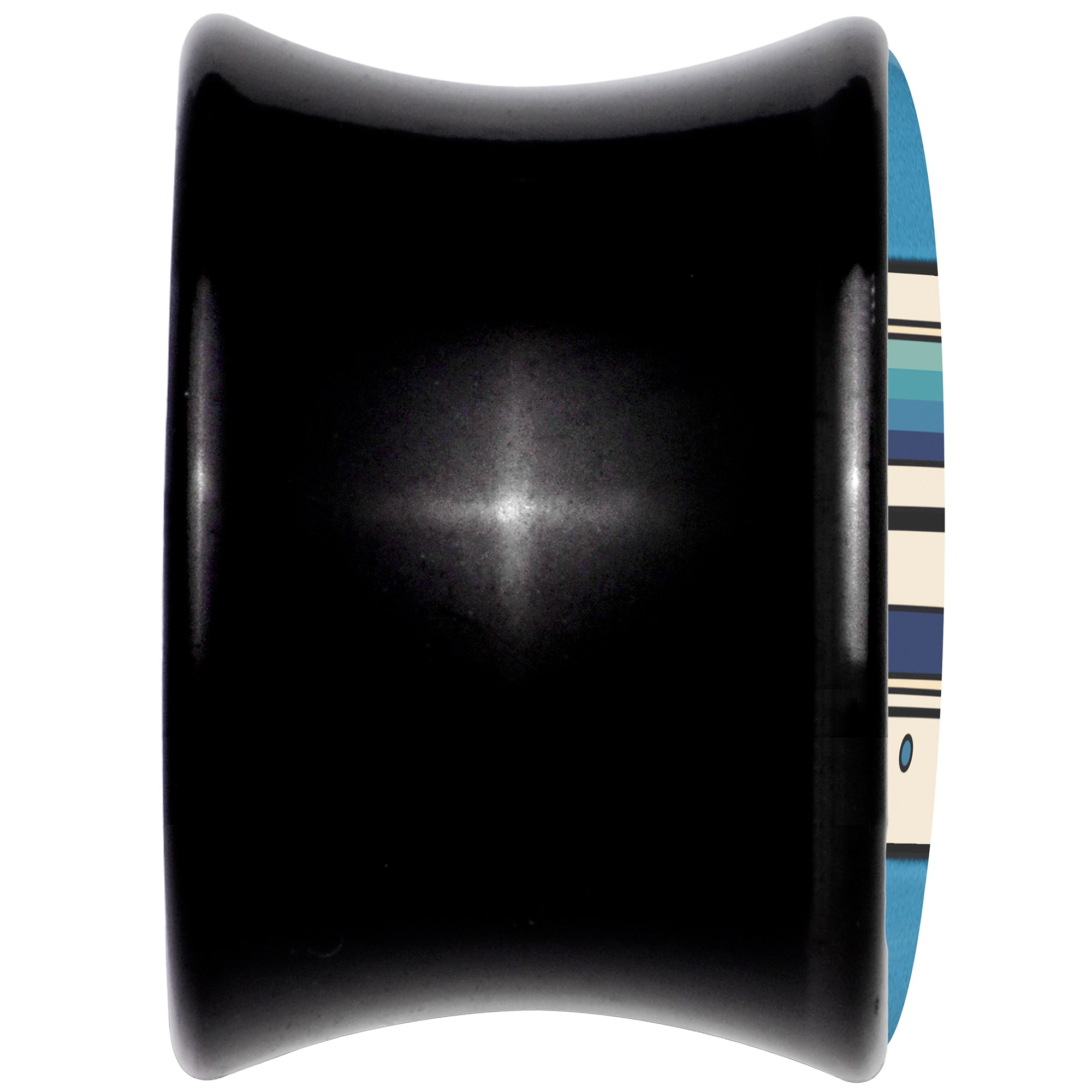 BodyCandy Black Acrylic Retro Cassette Double Flare Plug Set by Onyx O — back view