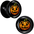 BodyCandy Orange Pumpkin Cat Jack-O-Lantern Black Acrylic Saddle Plug Set by Onyx O — feature highlight