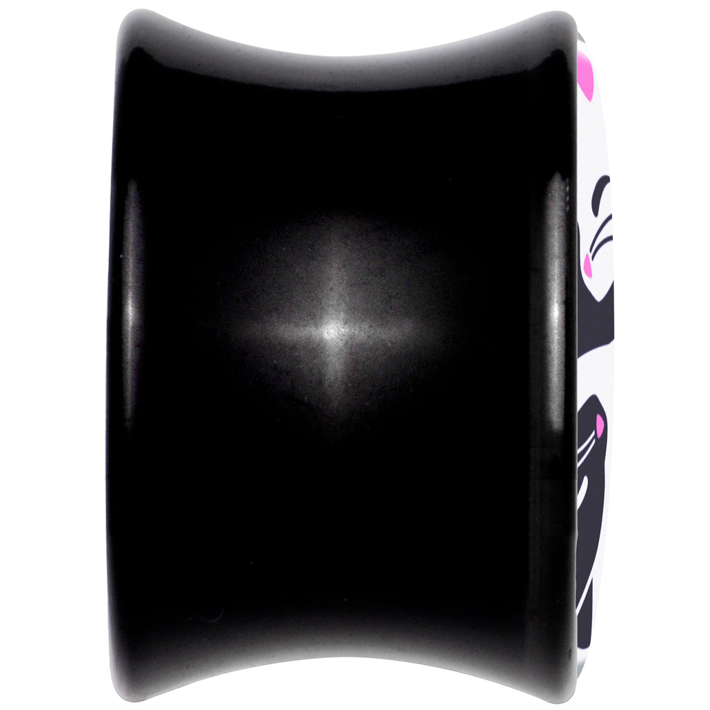 BodyCandy Black Acrylic Cute Kitty Cat Yin Yang Double Flare Plug Set by Onyx O — back view