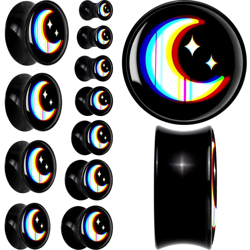 BodyCandy 0G Chromatic Moon Black Acrylic Saddle Plug Set by Onyx O — main product shot