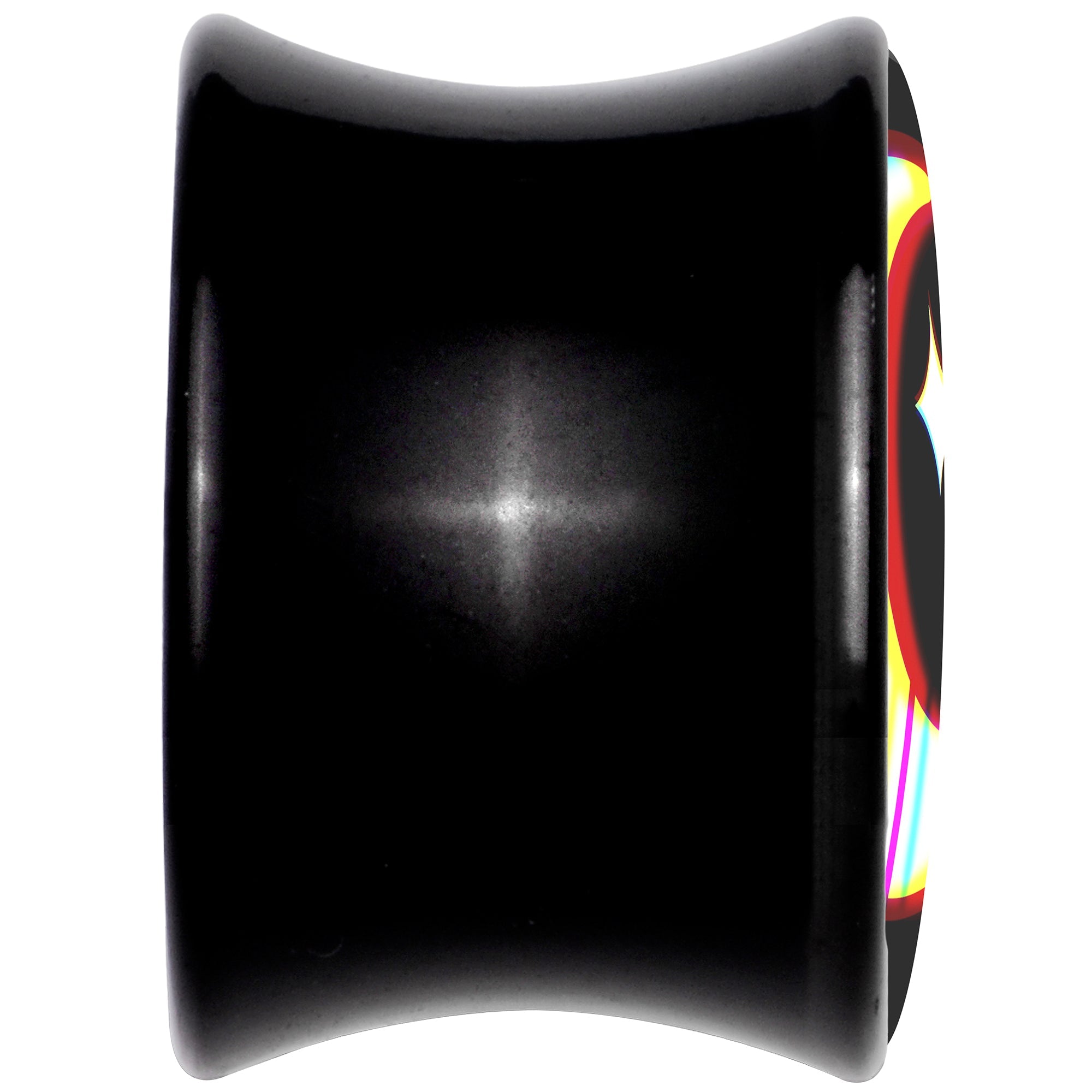 BodyCandy 0G Chromatic Moon Black Acrylic Saddle Plug Set by Onyx O — back view