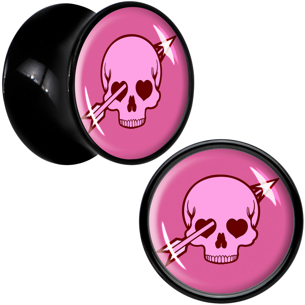 BodyCandy Valentine Cupid Skull Black Acrylic Saddle Plug Set by Onyx O — side view