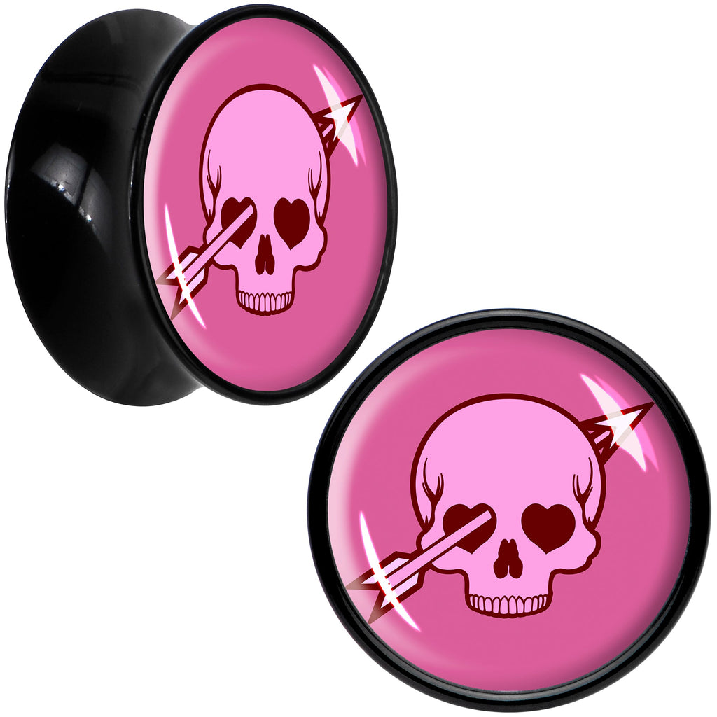 BodyCandy Valentine Cupid Skull Black Acrylic Saddle Plug Set by Onyx O — back view