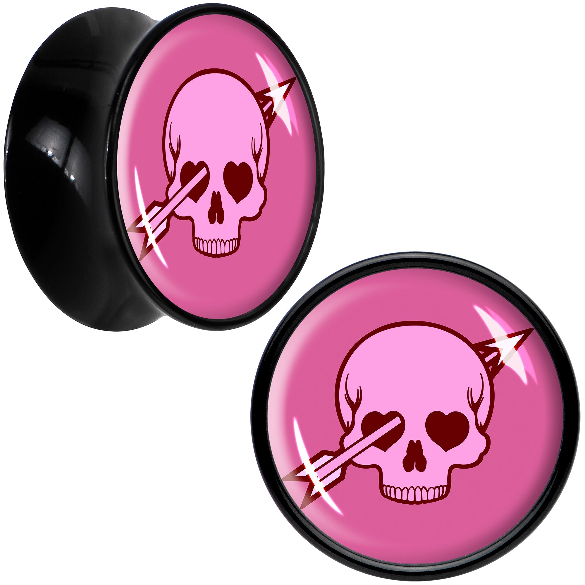 BodyCandy Valentine Cupid Skull Black Acrylic Saddle Plug Set by Onyx O — back view
