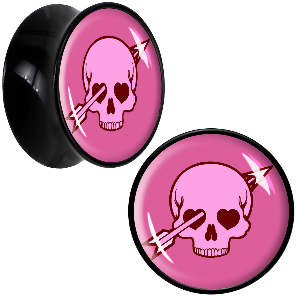 BodyCandy Valentine Cupid Skull Black Acrylic Saddle Plug Set by Onyx O — size reference
