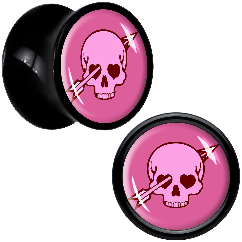 BodyCandy Valentine Cupid Skull Black Acrylic Saddle Plug Set by Onyx O — color detail