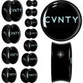 BodyCandy 0G Phrase Logo CVNTY Black Acrylic Saddle Plug Set by Onyx O — main product shot