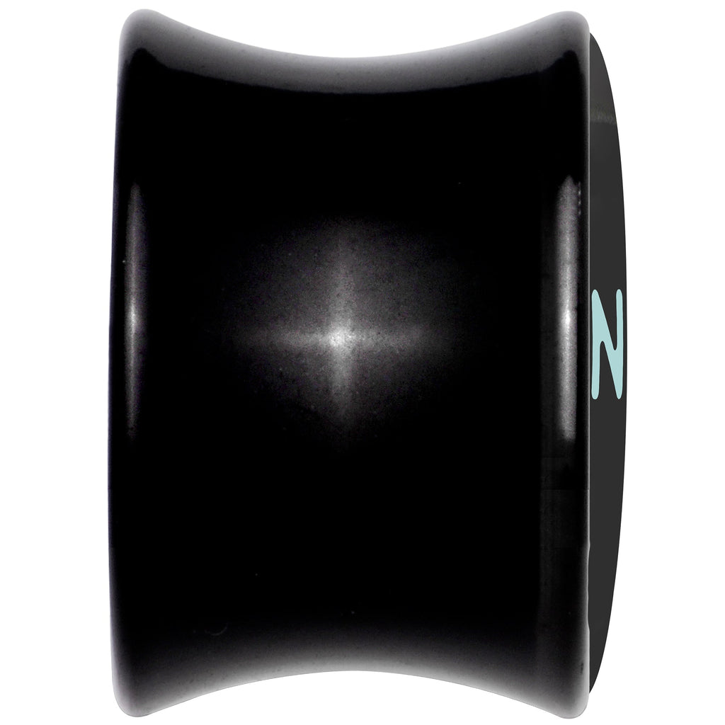 BodyCandy 0G Phrase Logo CVNTY Black Acrylic Saddle Plug Set by Onyx O — back view