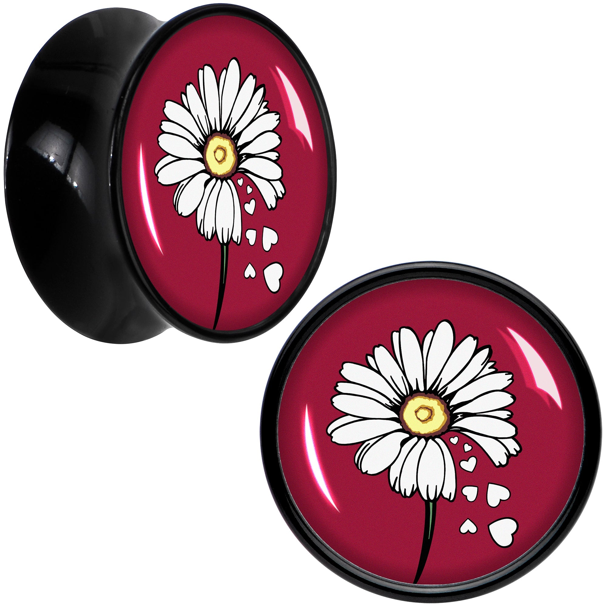 BodyCandy Love Me Not Flower Black Acrylic Saddle Plug Set by Onyx O — in-use photo