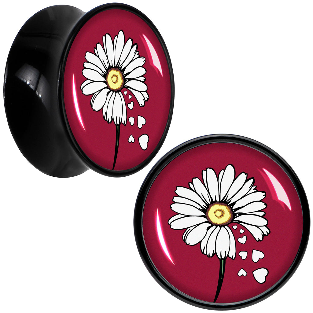 BodyCandy Love Me Not Flower Black Acrylic Saddle Plug Set by Onyx O — size reference