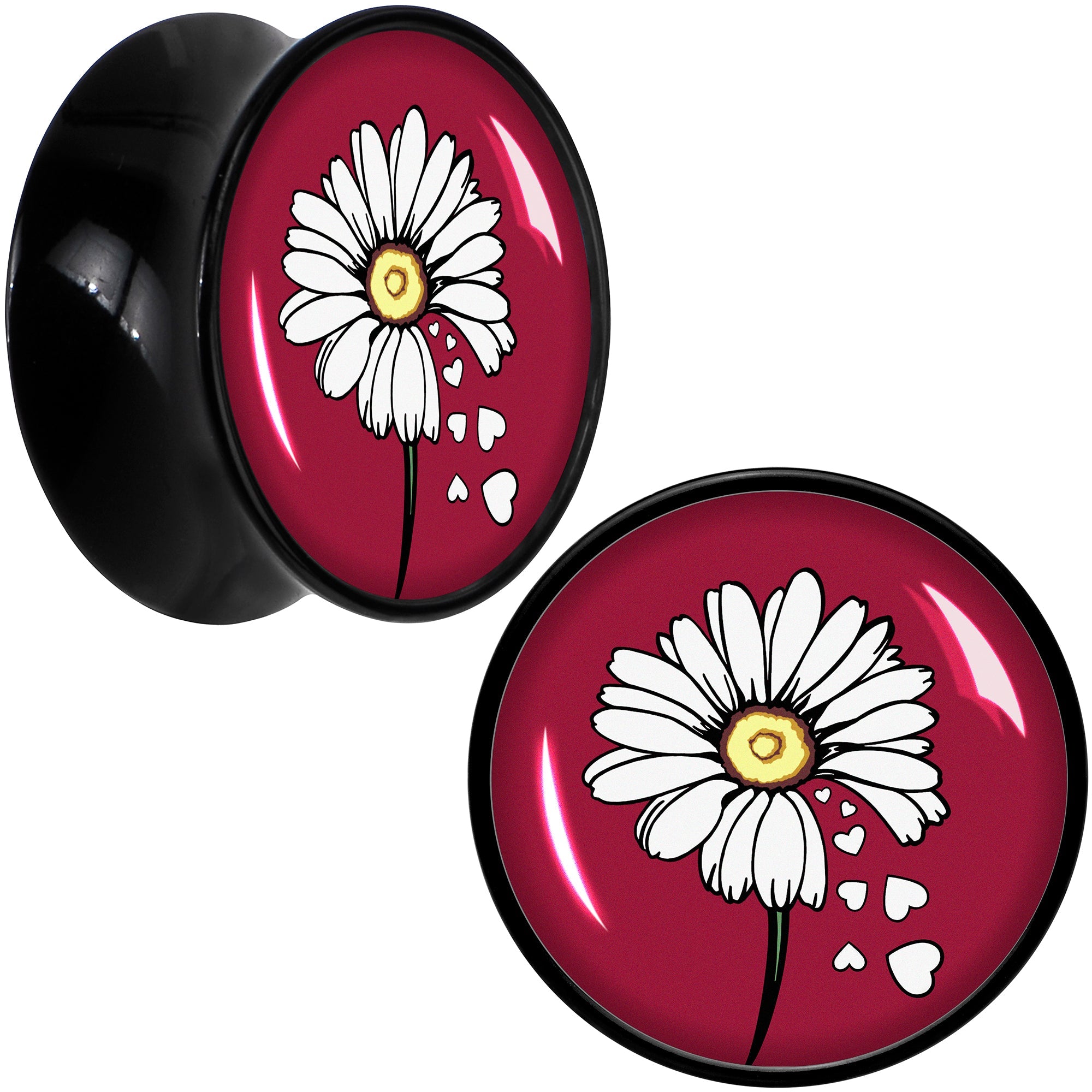 BodyCandy Love Me Not Flower Black Acrylic Saddle Plug Set by Onyx O — color detail