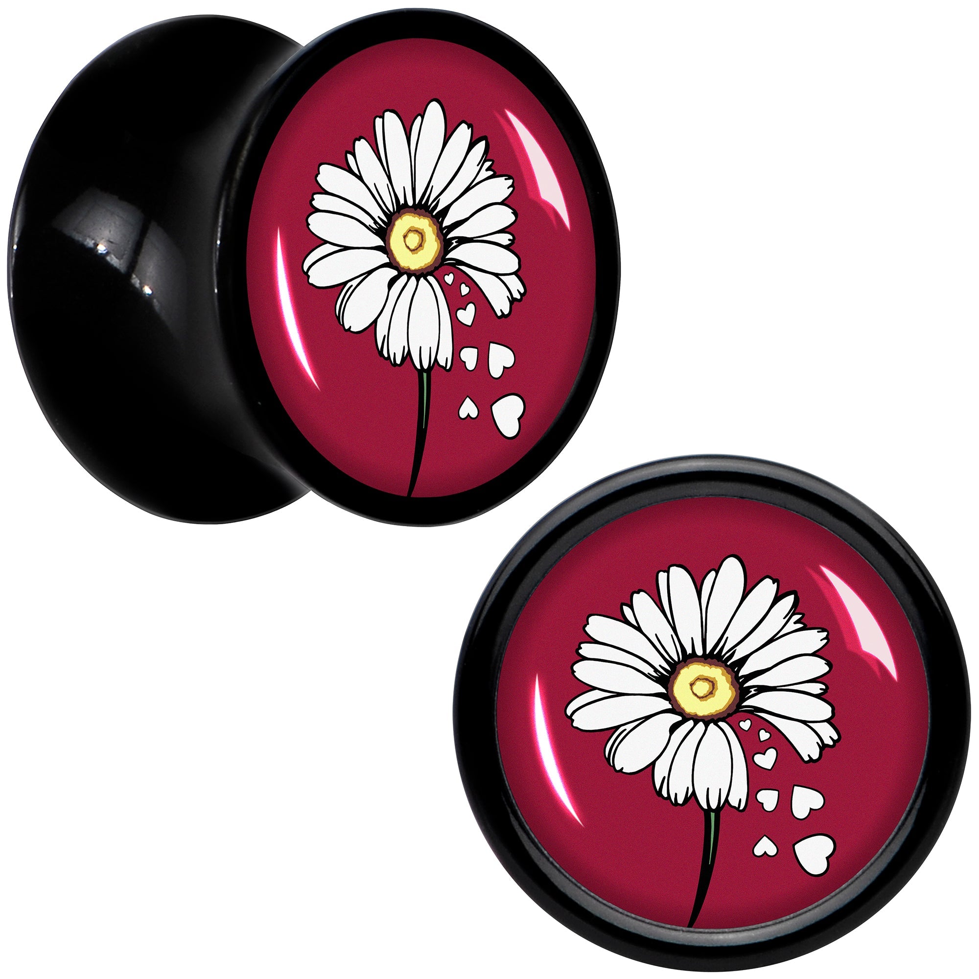 BodyCandy Love Me Not Flower Black Acrylic Saddle Plug Set by Onyx O — lifestyle context