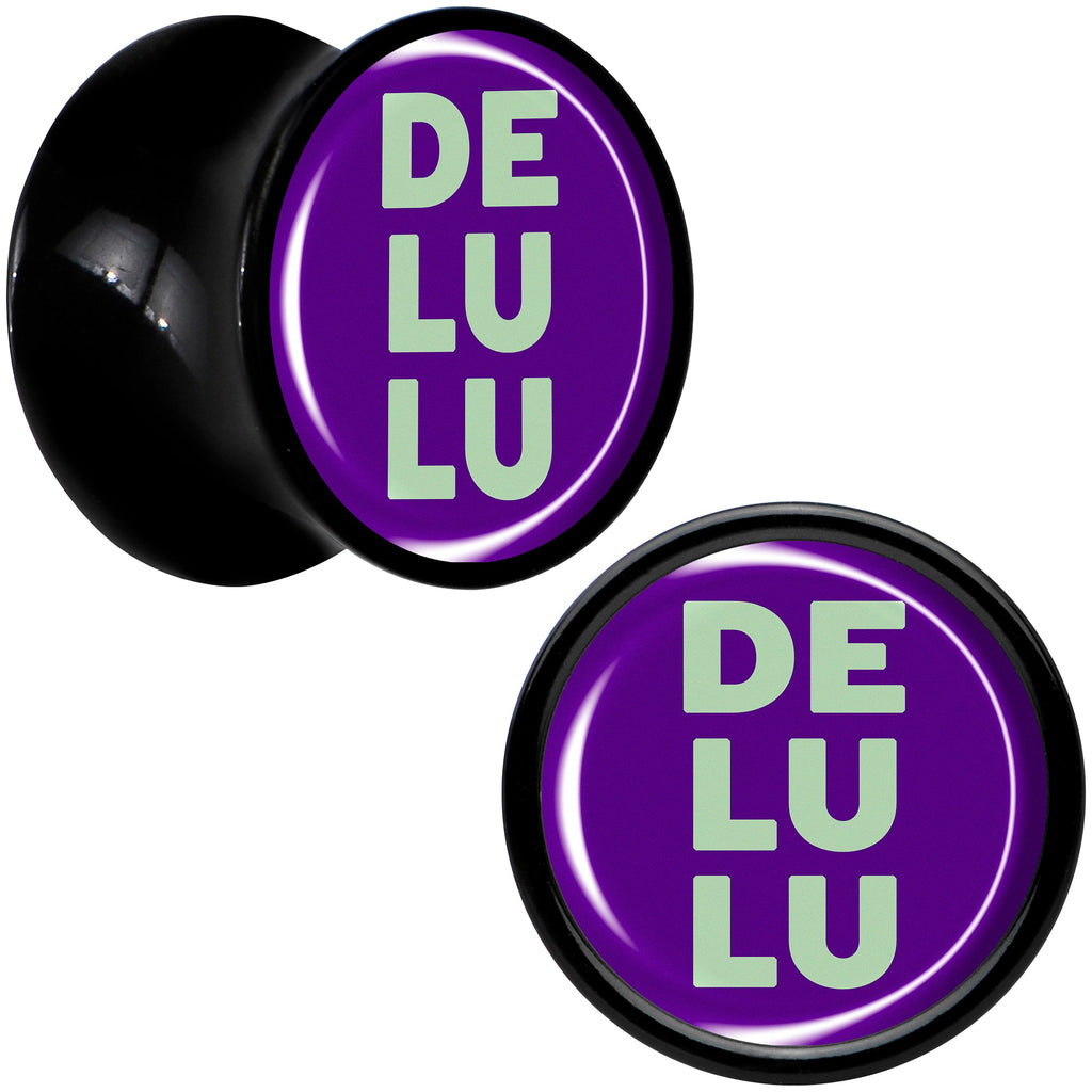 BodyCandy Word DELULU Black Acrylic Saddle Plug Set by Onyx O — alternative angle