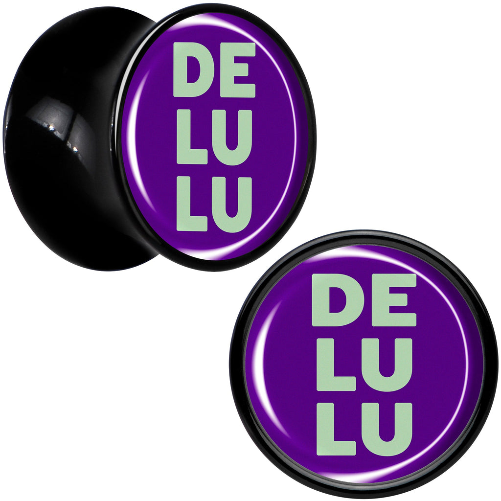 BodyCandy Word DELULU Black Acrylic Saddle Plug Set by Onyx O — in-use photo