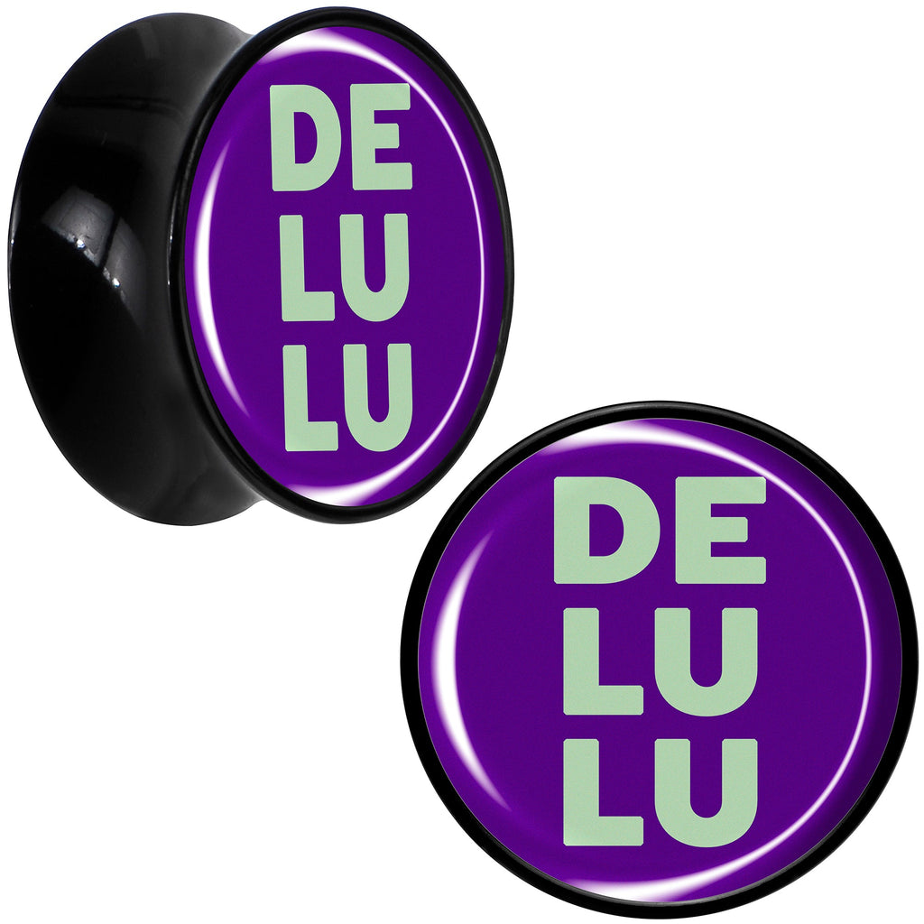 BodyCandy Word DELULU Black Acrylic Saddle Plug Set by Onyx O — fabric or material detail