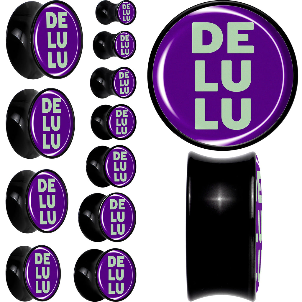 BodyCandy Word DELULU Black Acrylic Saddle Plug Set by Onyx O — main product shot