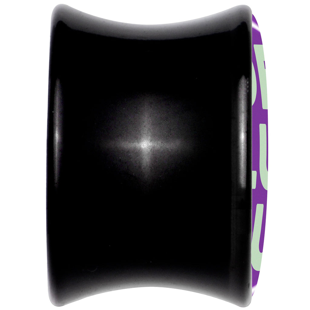 BodyCandy Word DELULU Black Acrylic Saddle Plug Set by Onyx O — back view