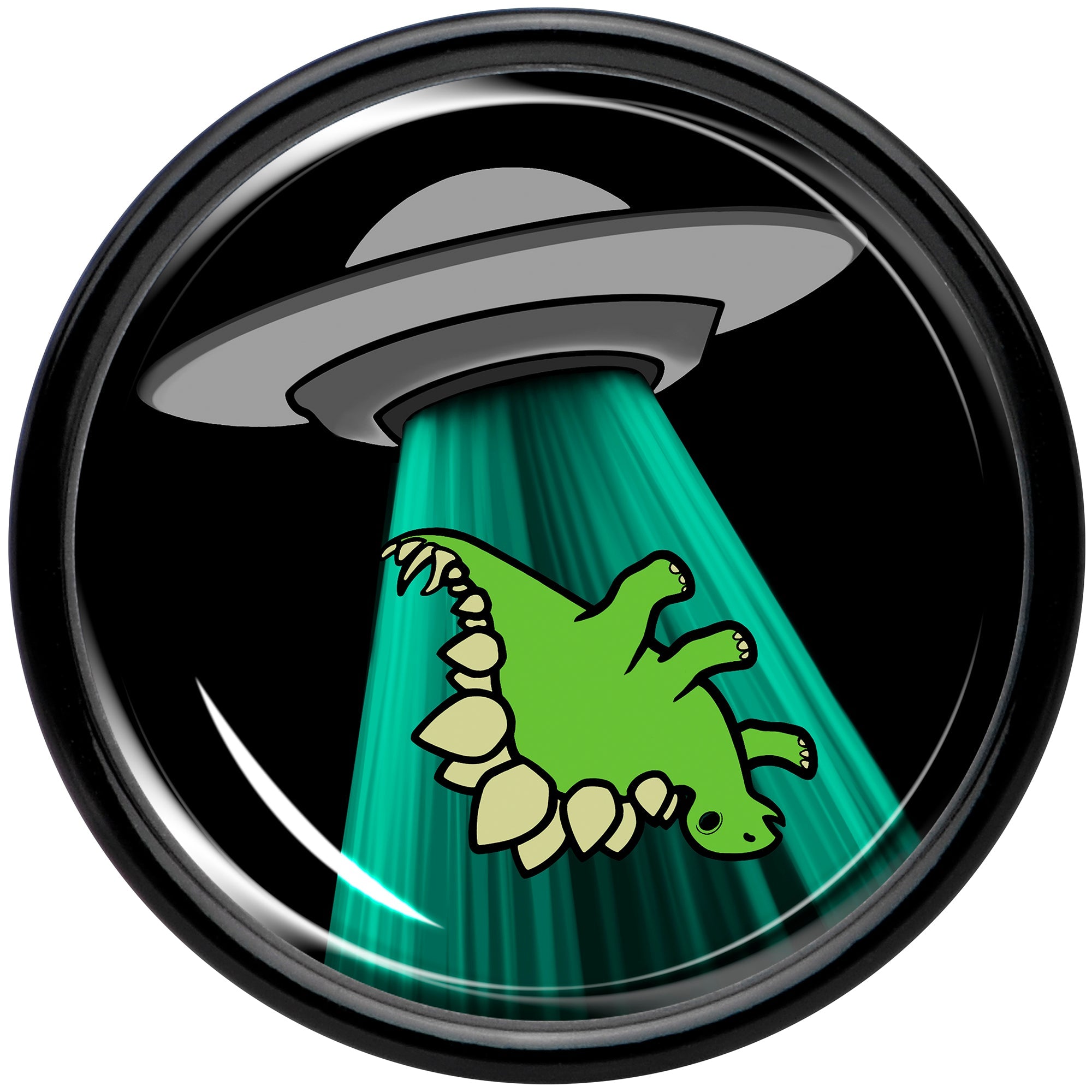 BodyCandy Black Acrylic Alien UFO Dinosaur Abduction Double Flare Plug Set by Onyx O — side view