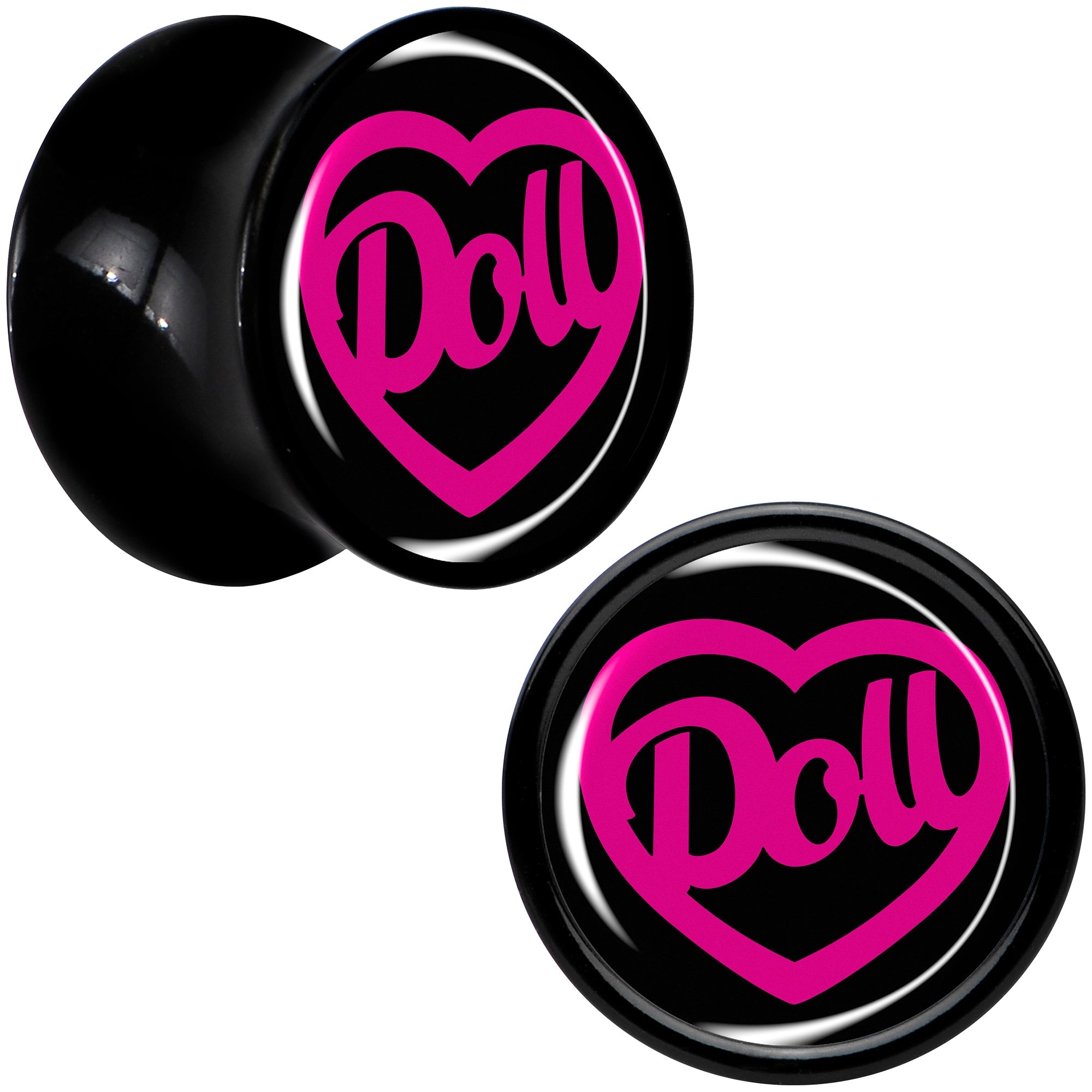 BodyCandy Hollow Heart Doll Word Black Acrylic Saddle Plug Set by Onyx O — alternative angle