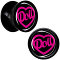 BodyCandy Hollow Heart Doll Word Black Acrylic Saddle Plug Set by Onyx O — feature highlight