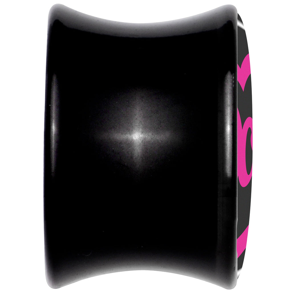 BodyCandy Hollow Heart Doll Word Black Acrylic Saddle Plug Set by Onyx O — back view
