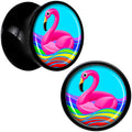 BodyCandy Black Acrylic Rainbow Sea Floating Flamingo Double Flare Plug Set by Onyx O — alternative angle