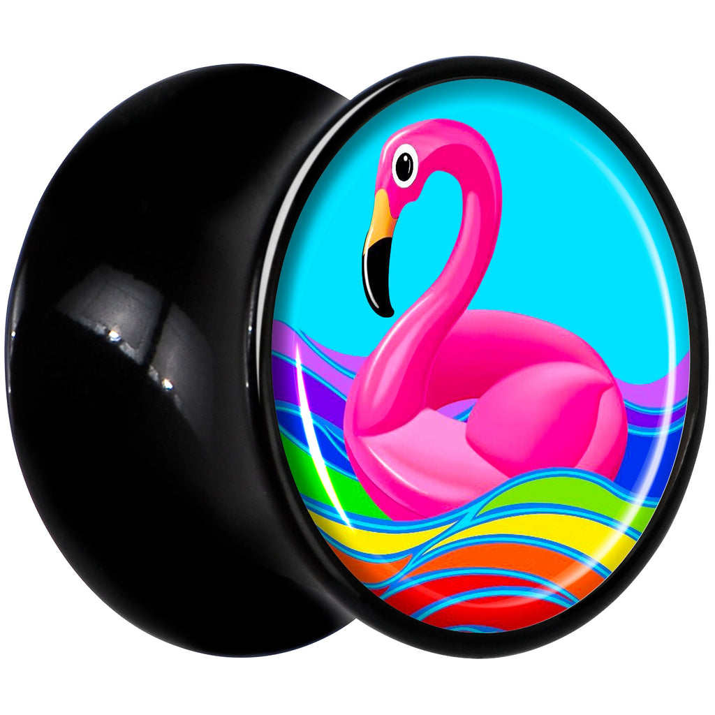 BodyCandy Black Acrylic Rainbow Sea Floating Flamingo Double Flare Plug Set by Onyx O — lifestyle context