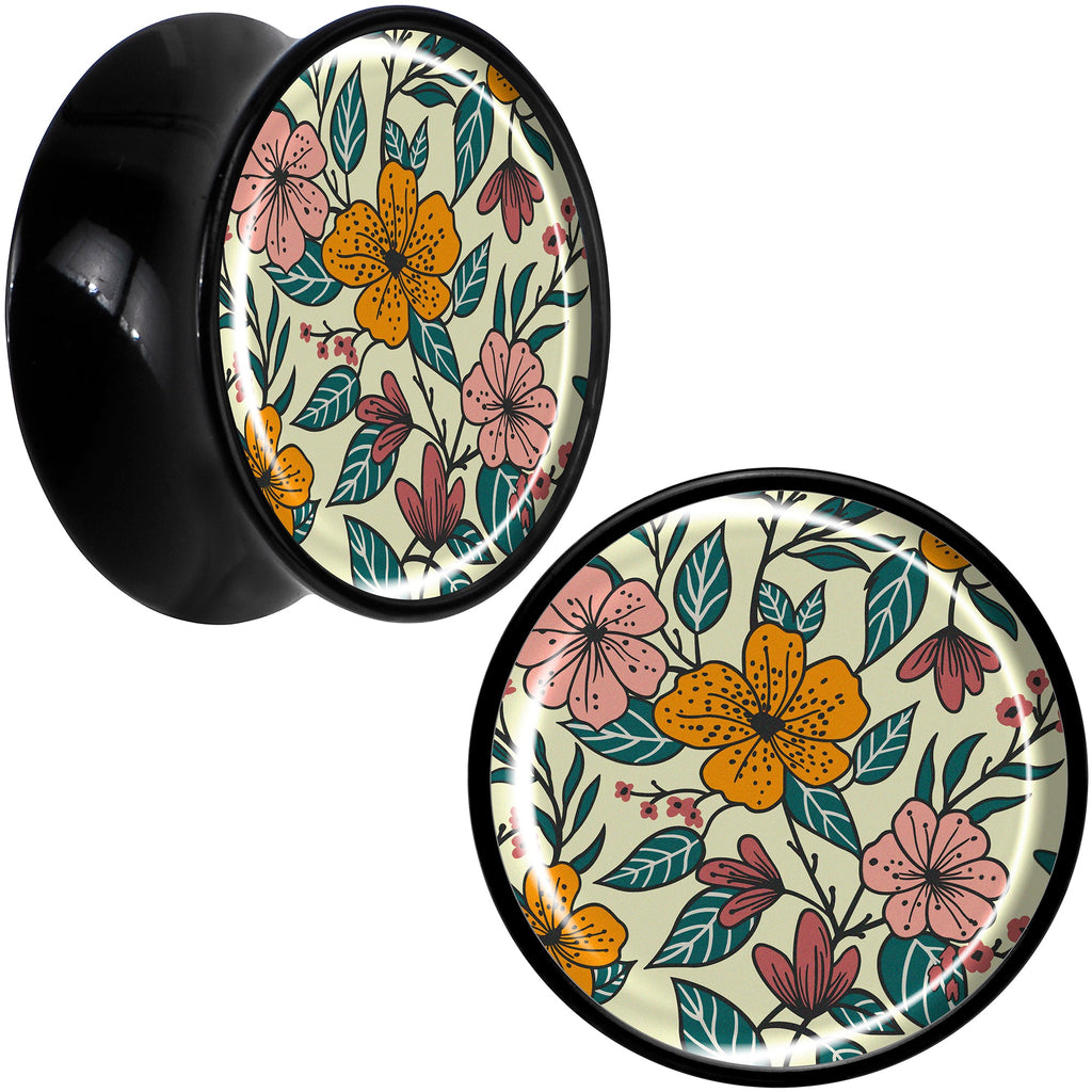 BodyCandy Blossom Creation Wildflower Flowers Black Acrylic Saddle Plug Set by Onyx O — comparison shot