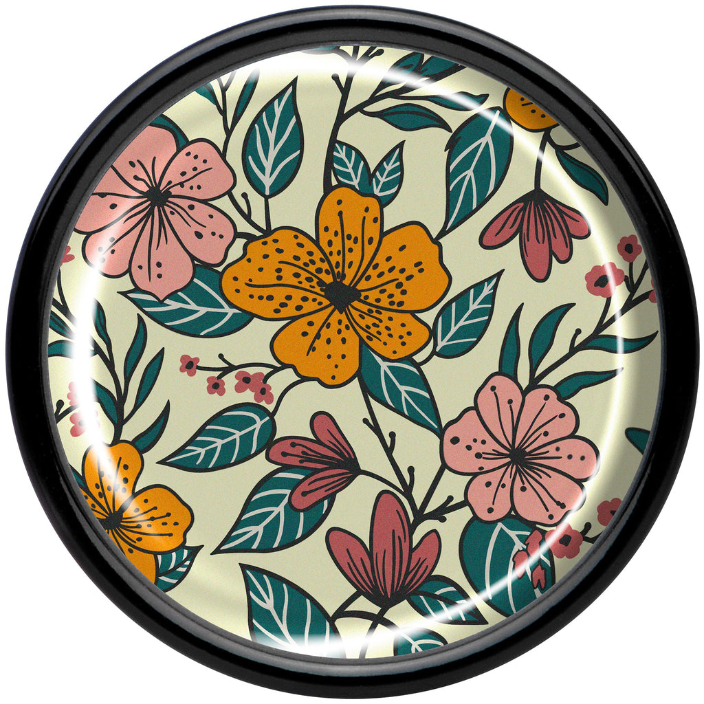 BodyCandy Blossom Creation Wildflower Flowers Black Acrylic Saddle Plug Set by Onyx O — side view