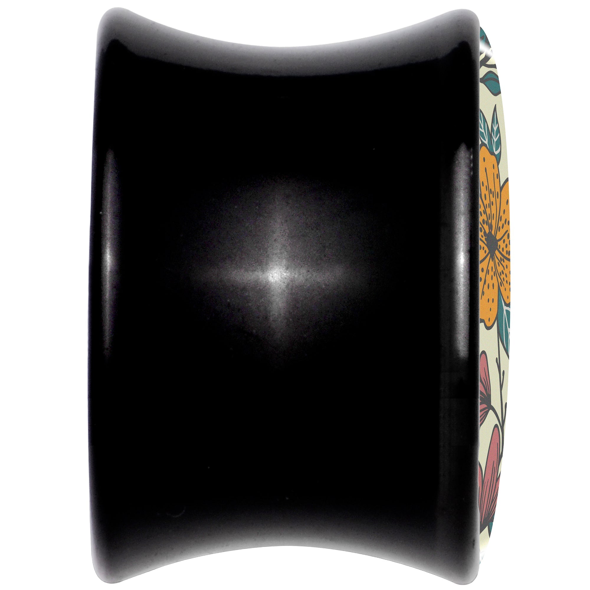 BodyCandy Blossom Creation Wildflower Flowers Black Acrylic Saddle Plug Set by Onyx O — back view