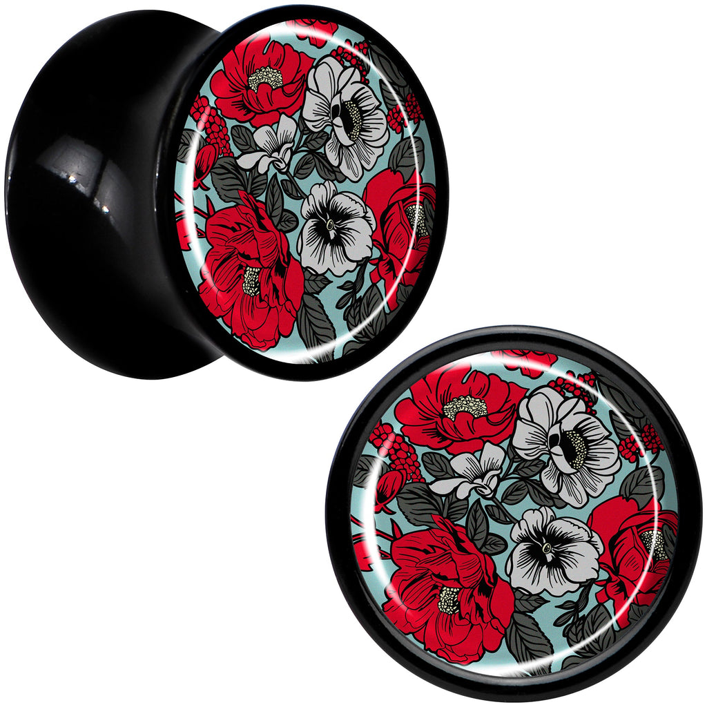 BodyCandy Blossom Creation Vibrant Bloom of Flowers Black Acrylic Saddle Plug Set by Onyx O — alternative angle