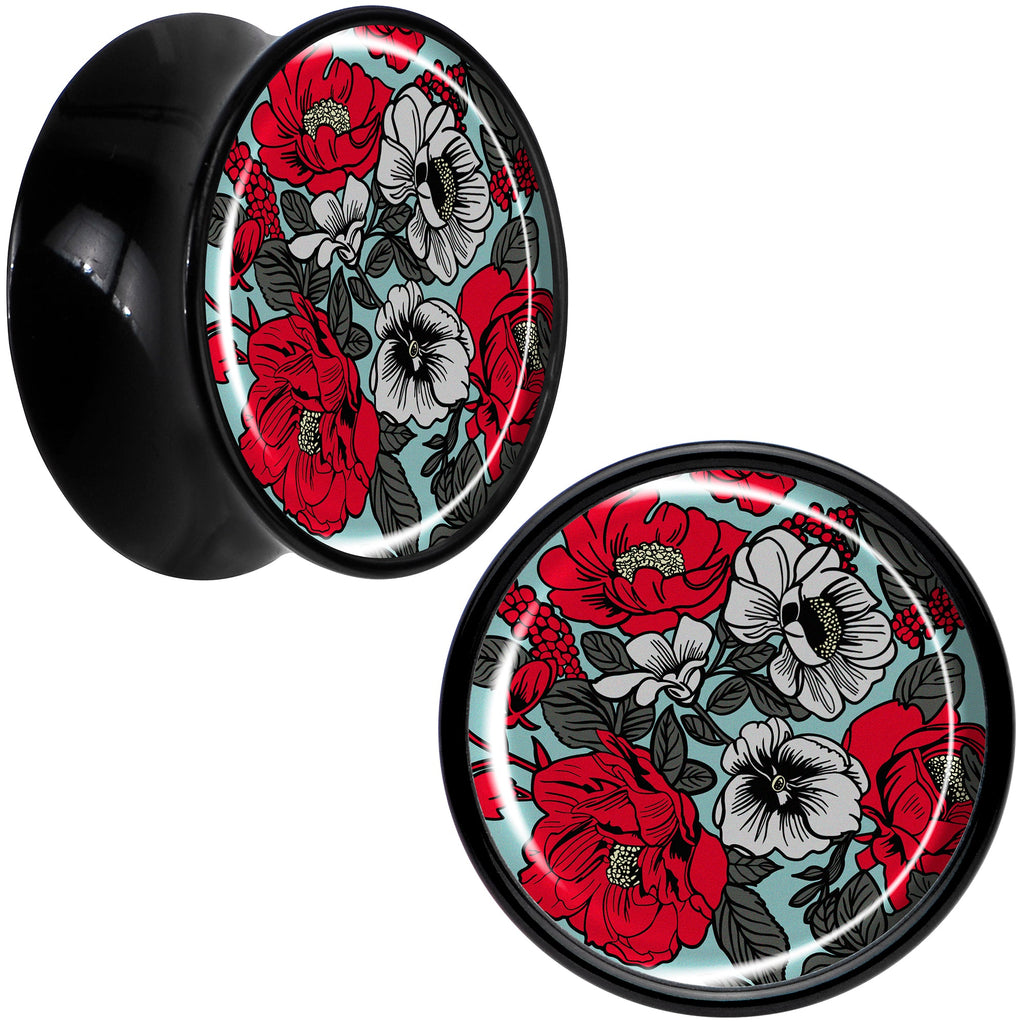 BodyCandy Blossom Creation Vibrant Bloom of Flowers Black Acrylic Saddle Plug Set by Onyx O — color detail