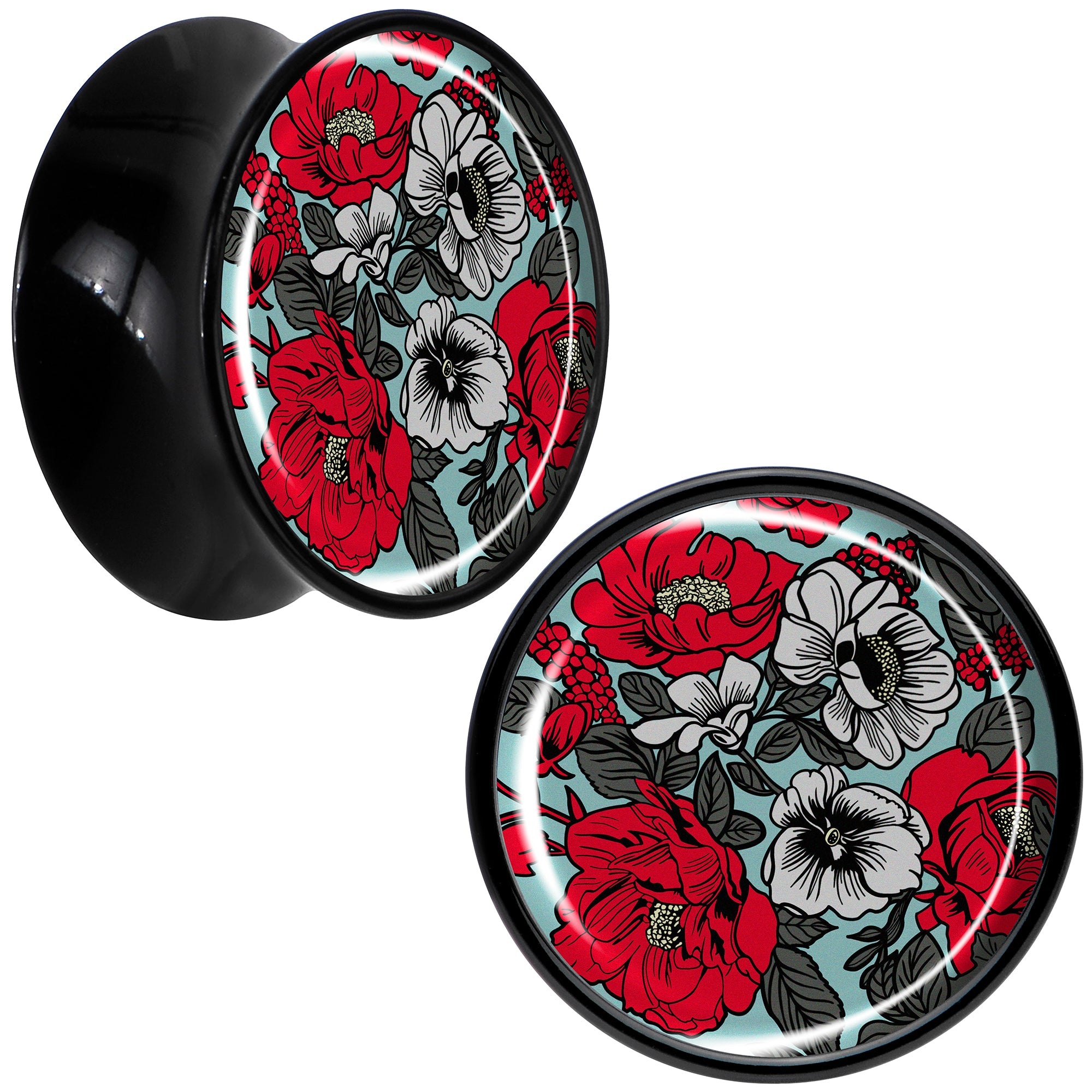 BodyCandy Blossom Creation Vibrant Bloom of Flowers Black Acrylic Saddle Plug Set by Onyx O — packaging