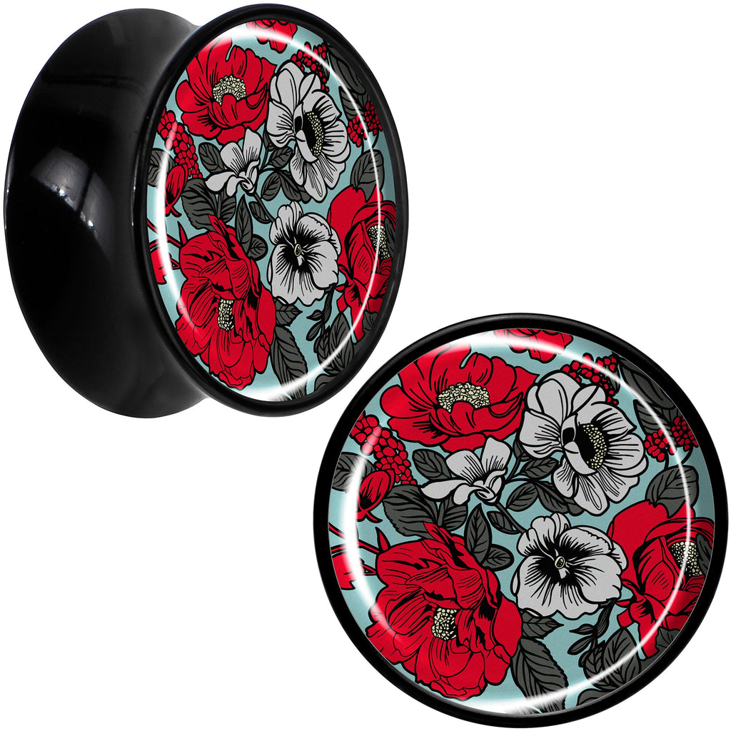 BodyCandy Blossom Creation Vibrant Bloom of Flowers Black Acrylic Saddle Plug Set by Onyx O — comparison shot