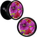 BodyCandy Blossom Creation Tropical Floral Flowers Black Acrylic Saddle Plug Set by Onyx O — alternative angle