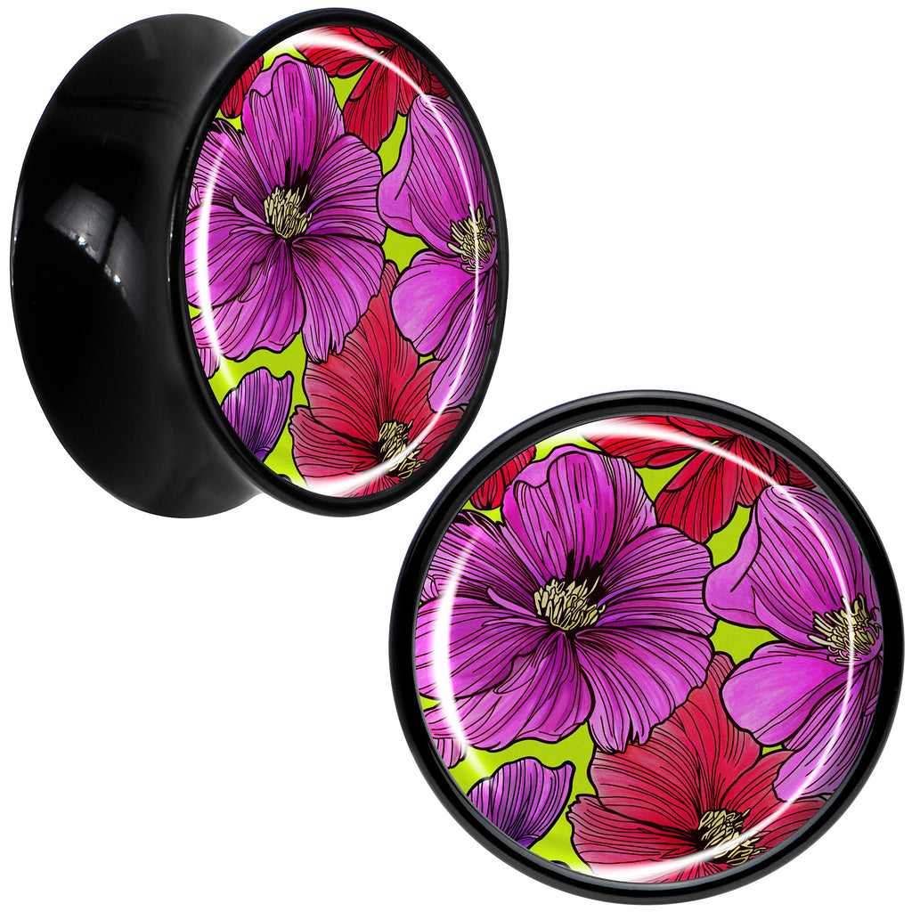 BodyCandy Blossom Creation Tropical Floral Flowers Black Acrylic Saddle Plug Set by Onyx O — packaging