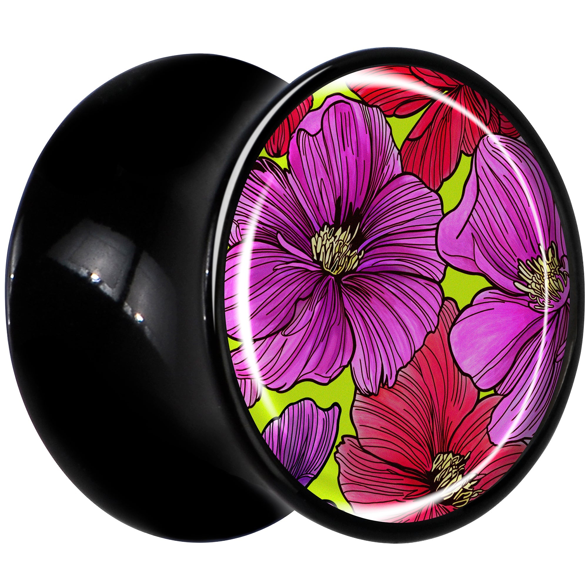BodyCandy Blossom Creation Tropical Floral Flowers Black Acrylic Saddle Plug Set by Onyx O — lifestyle context