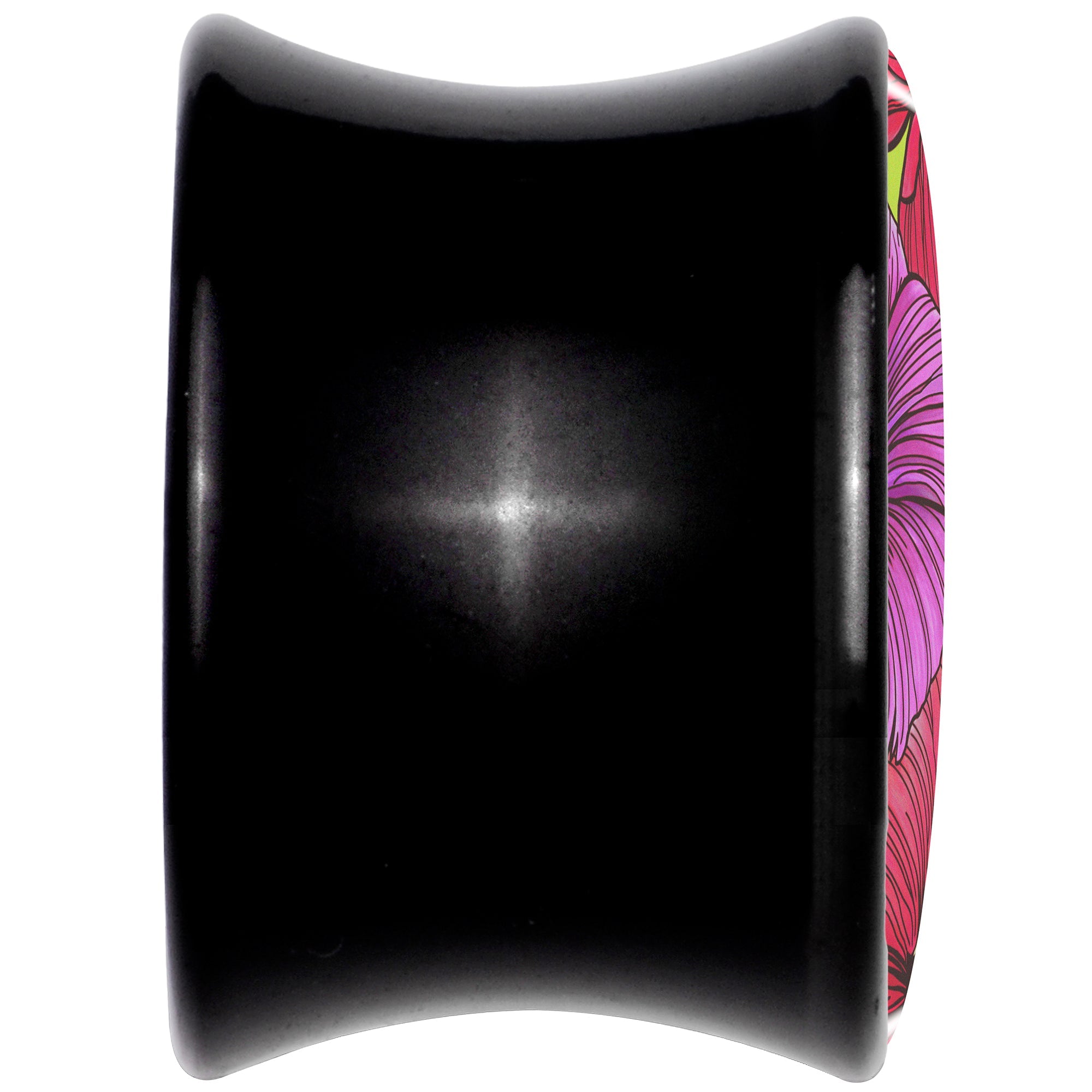 BodyCandy Blossom Creation Tropical Floral Flowers Black Acrylic Saddle Plug Set by Onyx O — back view