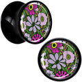 BodyCandy Blossom Creation Paradise of Pink Flowers Black Acrylic Saddle Plug Set by Onyx O — alternative angle