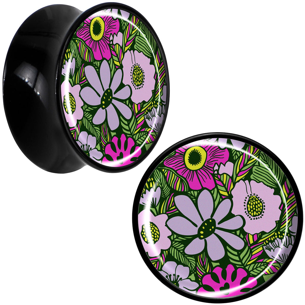 BodyCandy Blossom Creation Paradise of Pink Flowers Black Acrylic Saddle Plug Set by Onyx O — fabric or material detail