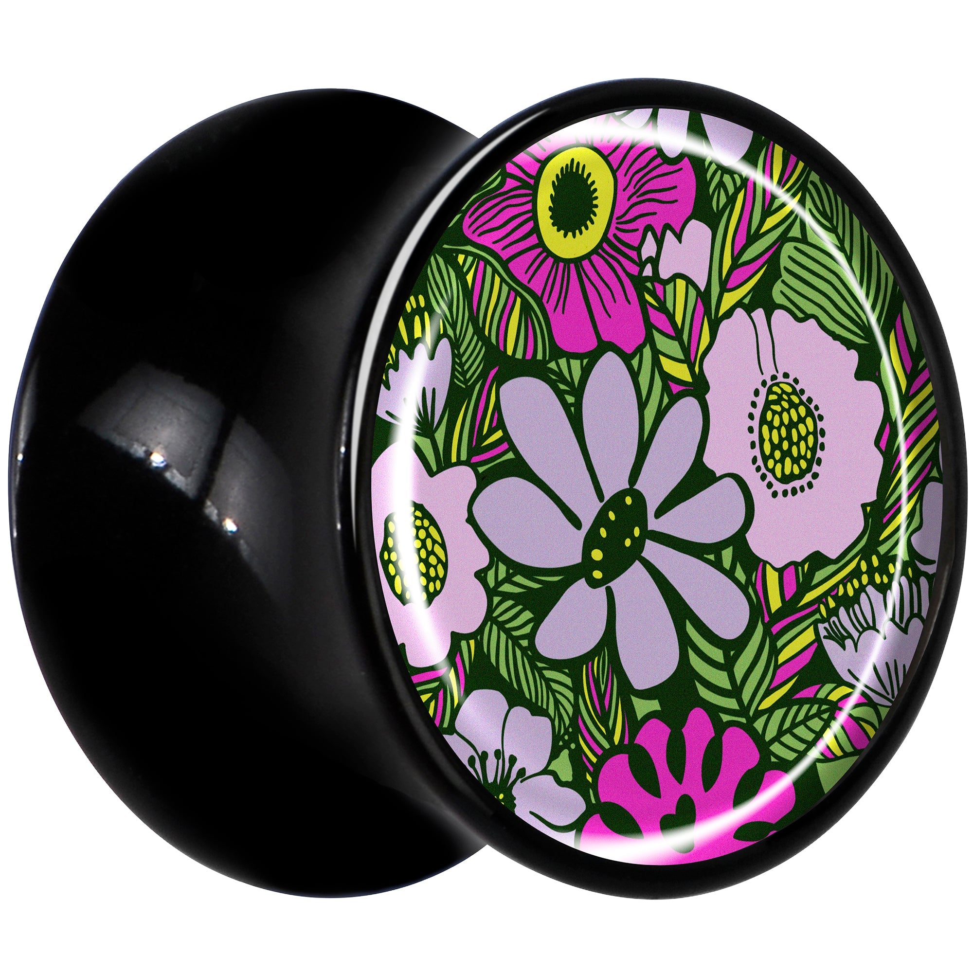 BodyCandy Blossom Creation Paradise of Pink Flowers Black Acrylic Saddle Plug Set by Onyx O — lifestyle context