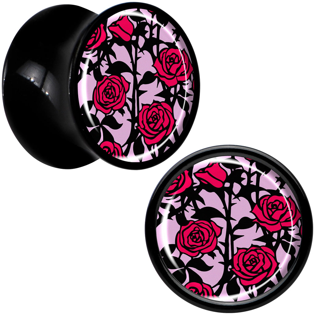BodyCandy Blossom Creation Floral Love of Roses Black Acrylic Saddle Plug Set by Onyx O — alternative angle
