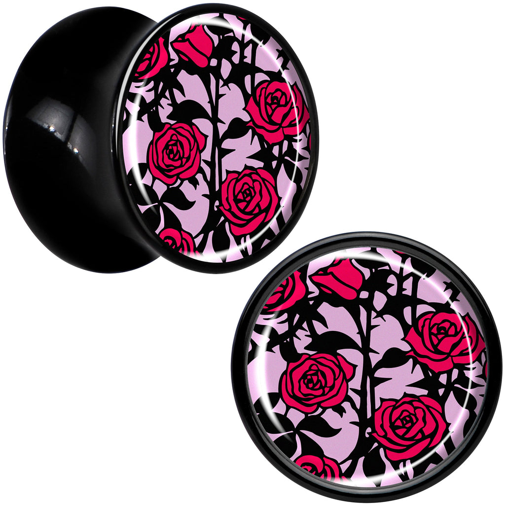 BodyCandy Blossom Creation Floral Love of Roses Black Acrylic Saddle Plug Set by Onyx O — in-use photo