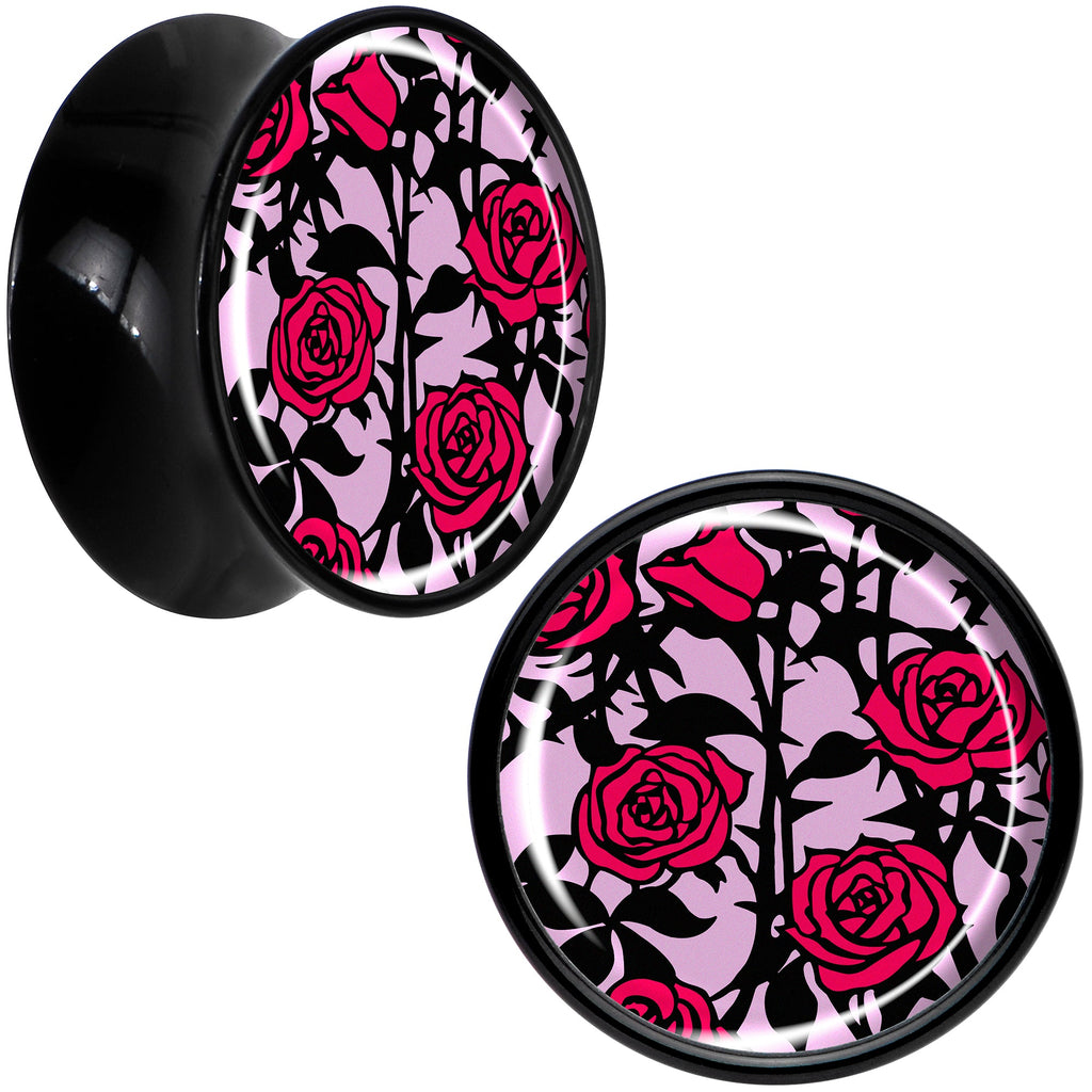 BodyCandy Blossom Creation Floral Love of Roses Black Acrylic Saddle Plug Set by Onyx O — color detail