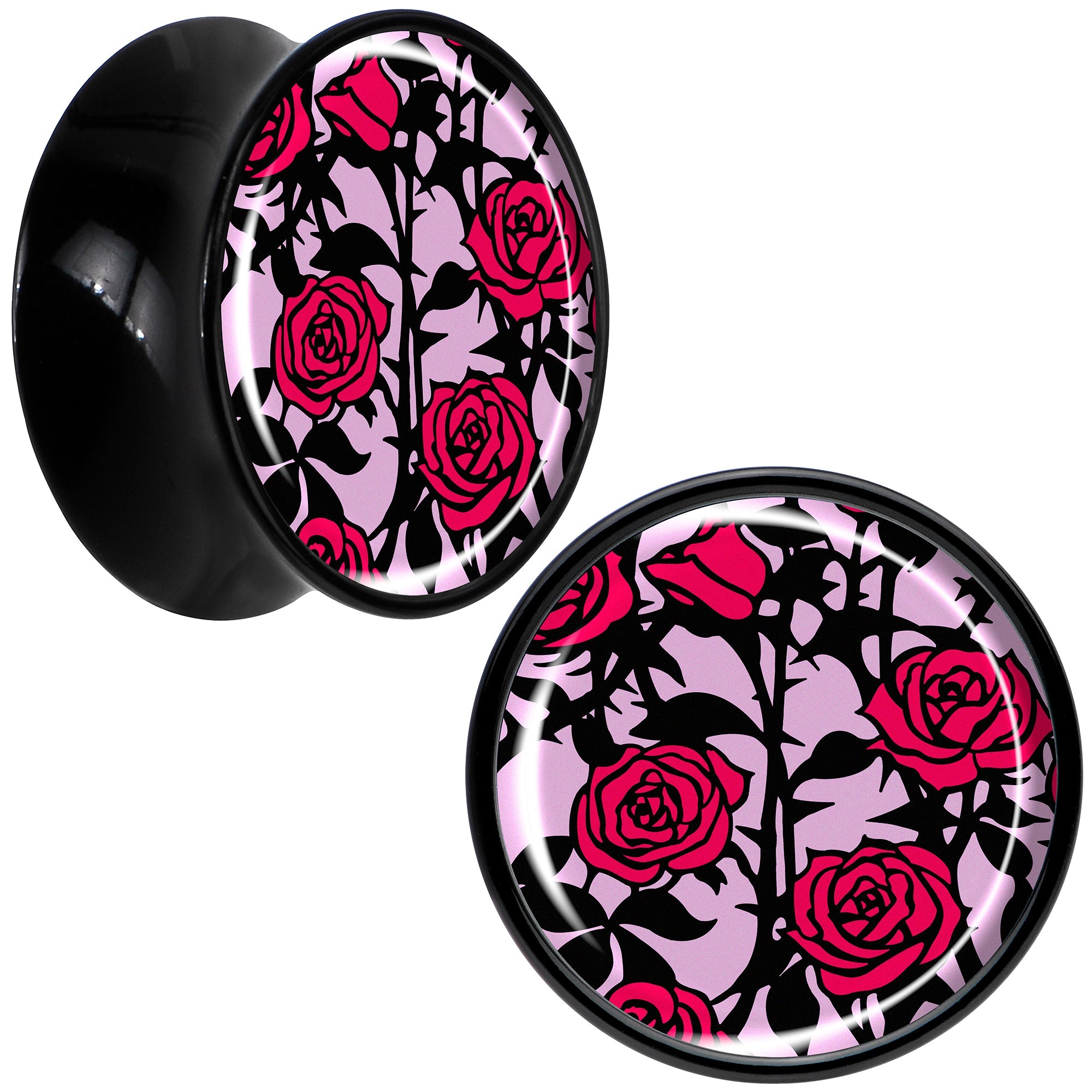 BodyCandy Blossom Creation Floral Love of Roses Black Acrylic Saddle Plug Set by Onyx O — packaging