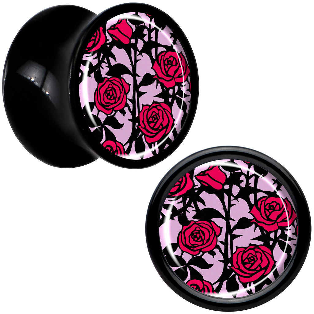 BodyCandy Blossom Creation Floral Love of Roses Black Acrylic Saddle Plug Set by Onyx O — feature highlight
