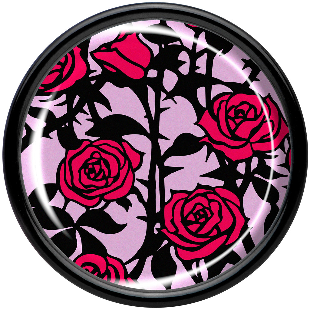 BodyCandy Blossom Creation Floral Love of Roses Black Acrylic Saddle Plug Set by Onyx O — side view