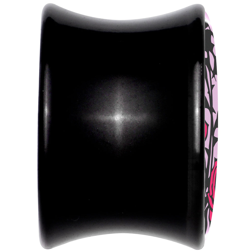 BodyCandy Blossom Creation Floral Love of Roses Black Acrylic Saddle Plug Set by Onyx O — back view