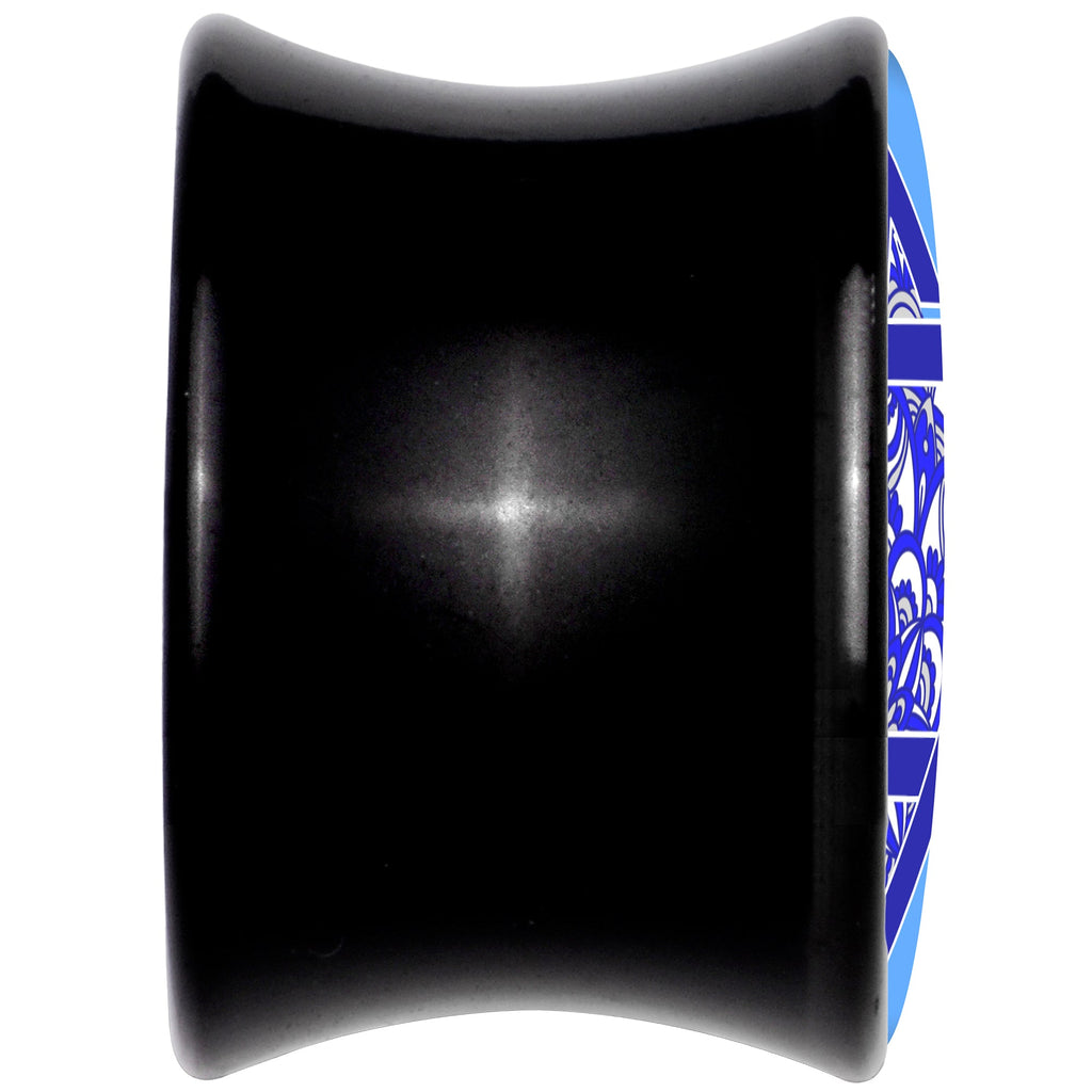 BodyCandy Floral Star of David Black Acrylic Saddle Plug Set by Onyx O — detail close-up